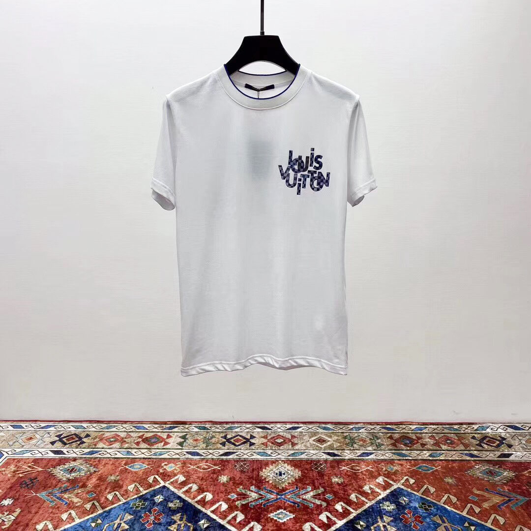 Áo phông nam cotton hiệu LV in họa tiết logo cao cấp