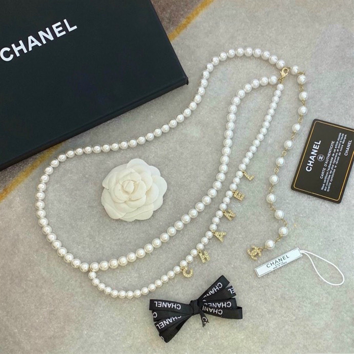 Dây lưng Chanel ngọc trai phối Logo cao cấp