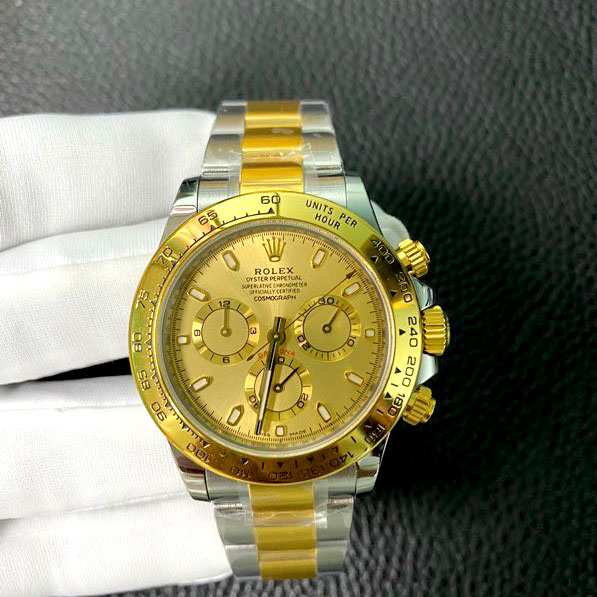 Đồng hồ Rolex mặt vàng 3 kim viền khắc số likeauth