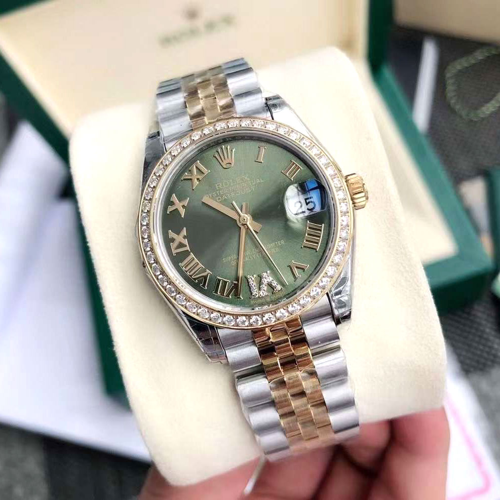 Đồng hồ Rolex nữ mặt tròn viền đá siêu cấp