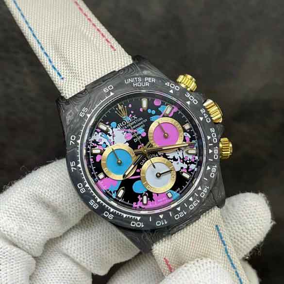 Đồng hồ Rolex mặt tròn điểm màu sắc 3 kim siêu cấp