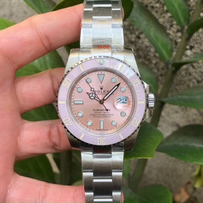Đồng hồ nữ mặt hồng đào Rolex trắng siêu cấp