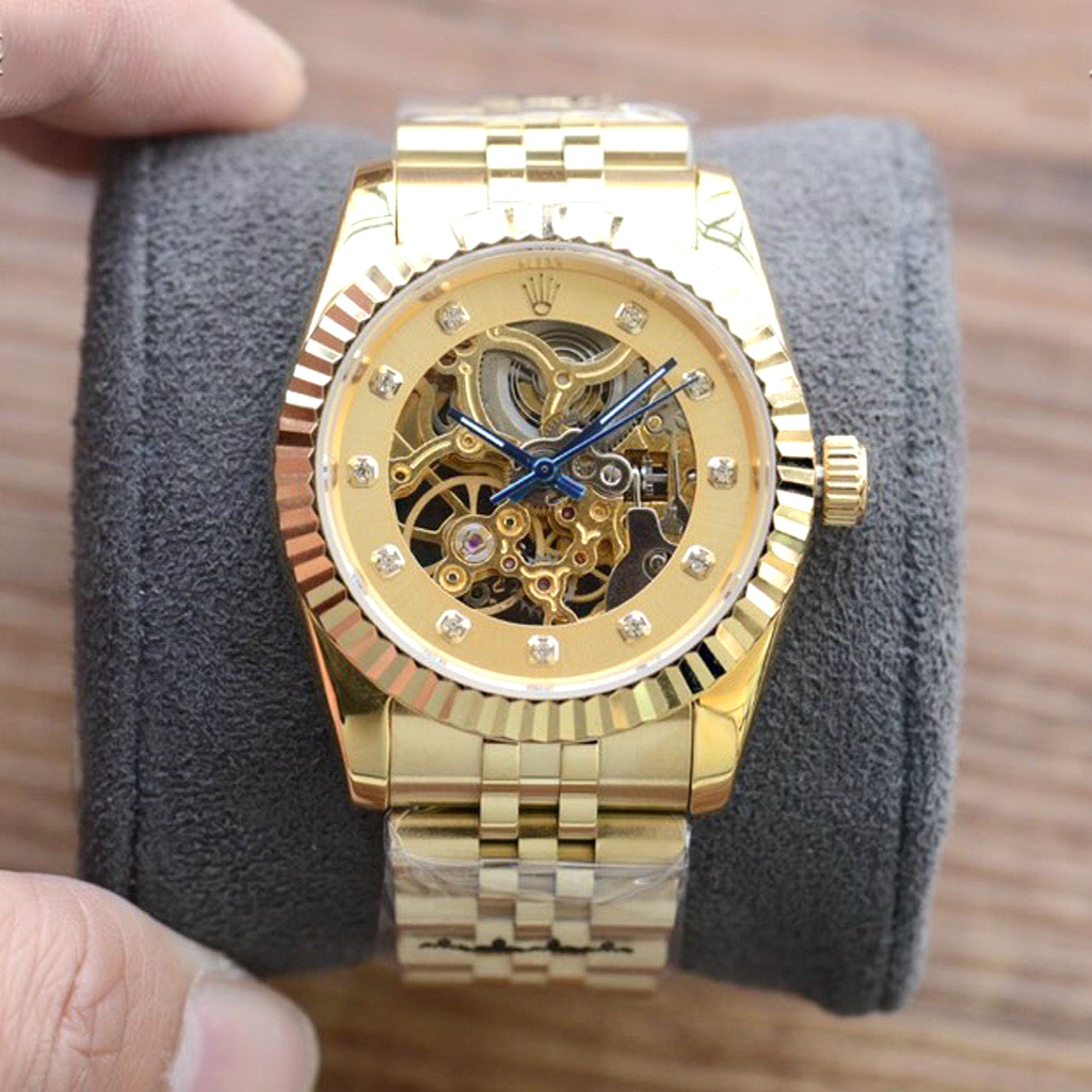 Đồng hồ nam Rolex đính đá trắng mạ vàng siêu cấp