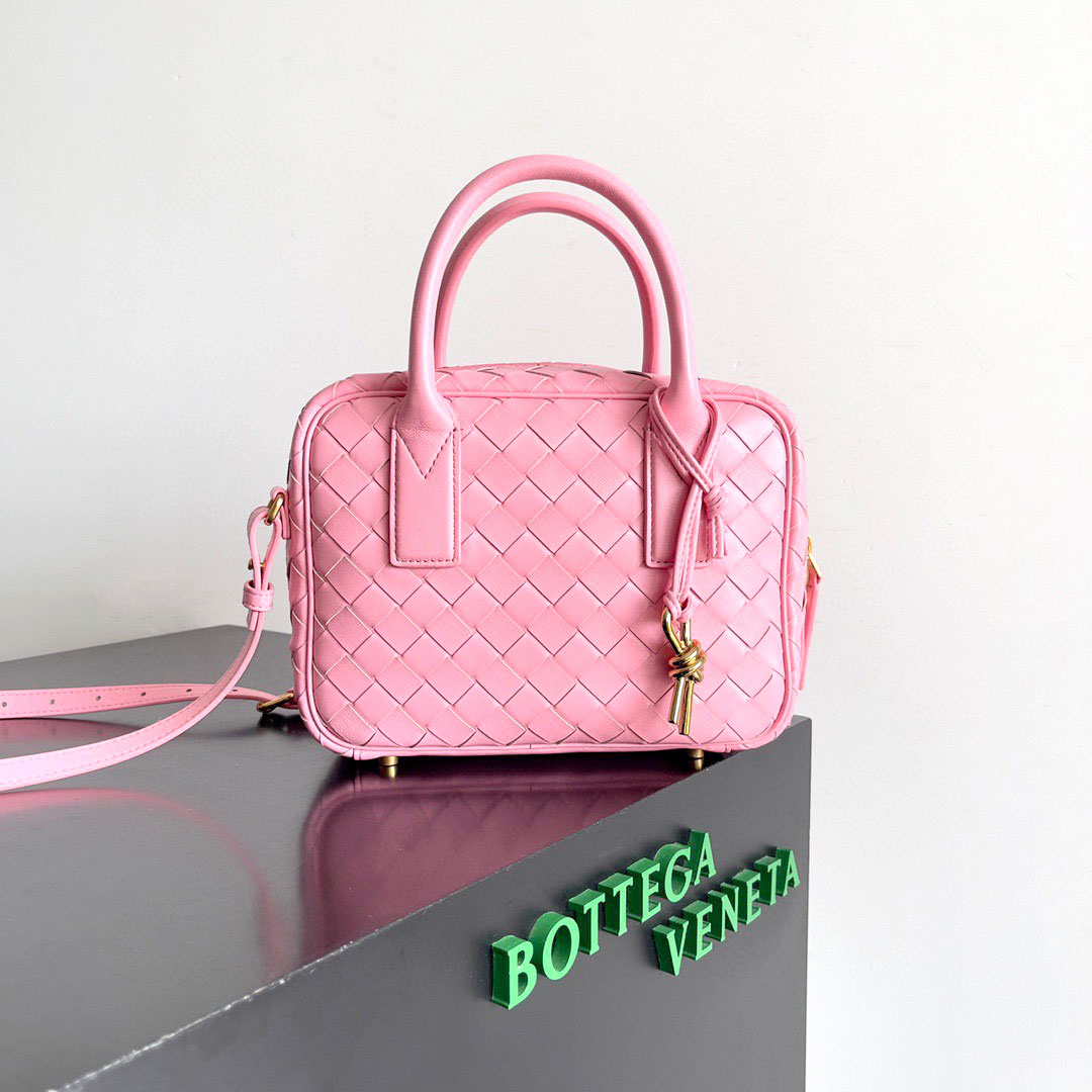 Túi xách kéo khóa Bottega hồng siêu cấp