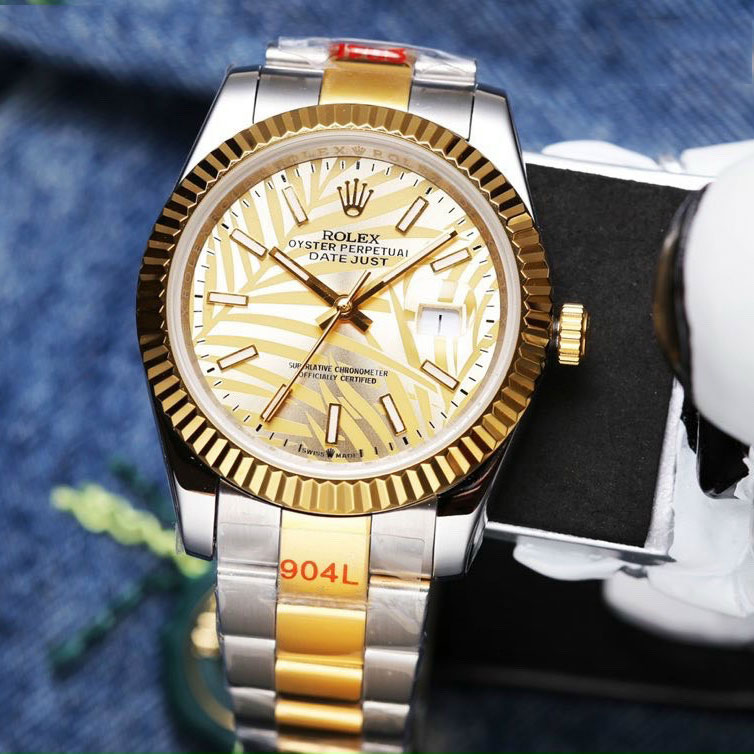 Đồng hồ Rolex mặt  họa tiết lá vàng siêu cấp