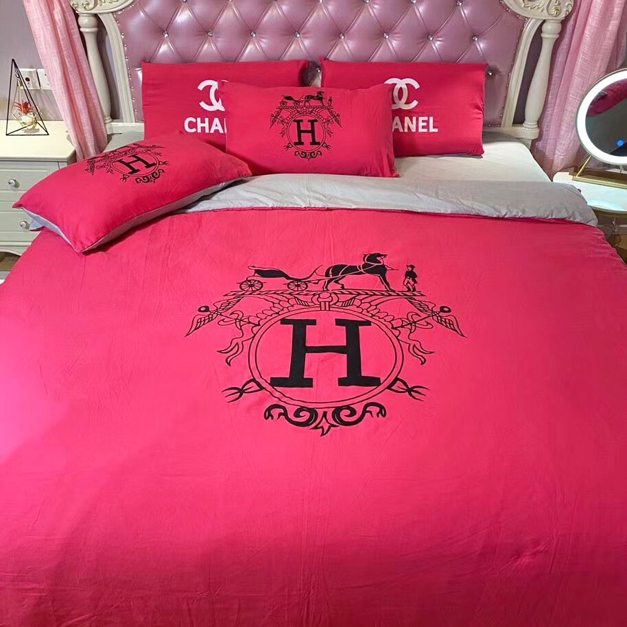 Ga gối hiệu Herms cotton cao cấp thêu logo