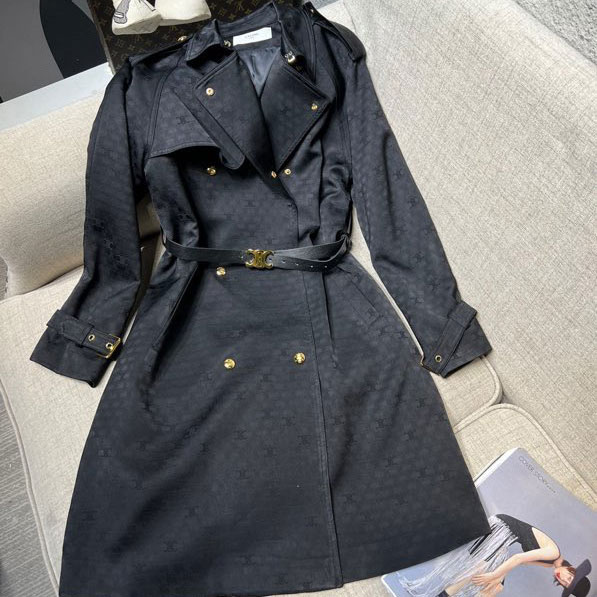 Áo khoác nữ thân dài cổ bẻ hiệu Louis Vuitton cao cấp