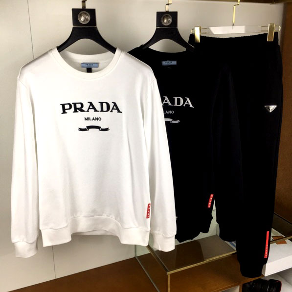 Set bộ nam đen trắng thể thao Prada cotton siêu cấp