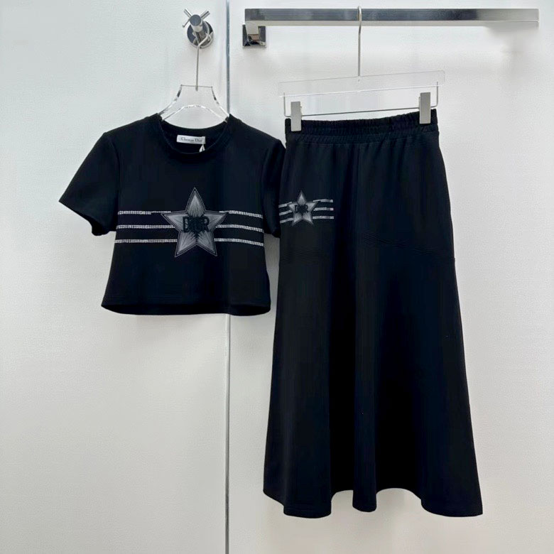 Set váy Dior họa tiết chất phông cao cấp