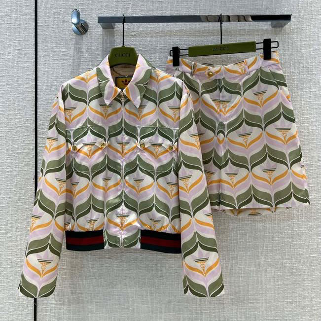 Set váy Gucci họa tiết viền mút 2 màu siêu cấp