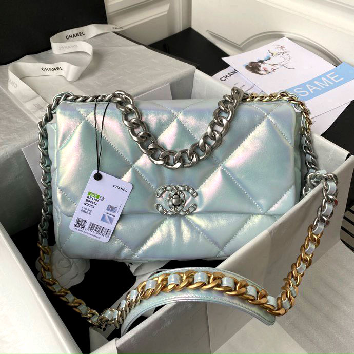 Túi xách Chanel da bóng ánh trai xích 2 màu siêu cấp