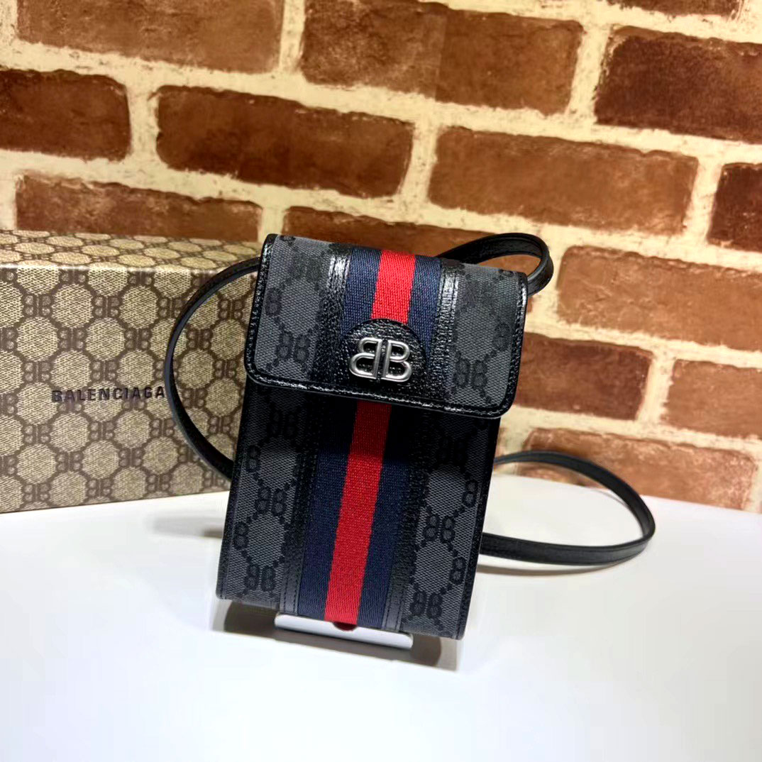 Túi xách Gucci đựng điện thoại sọc vải đỏ siêu cấp