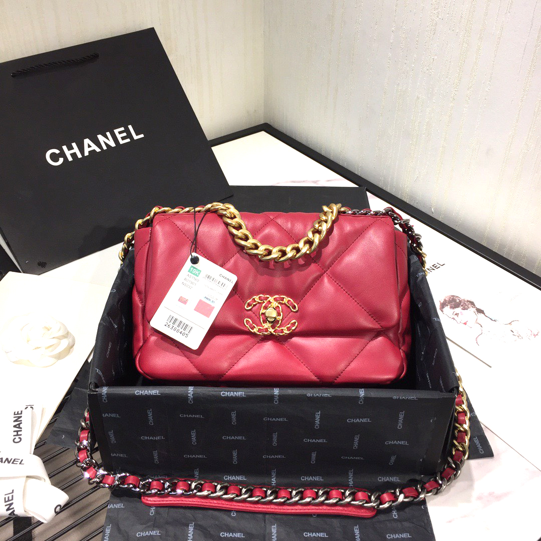 Túi Chanel đỏ đậm khoá vàng siêu cấp
