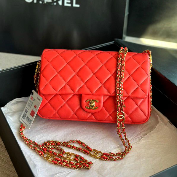 Túi xách Chanel classic trần trám màu cam siêu cấp