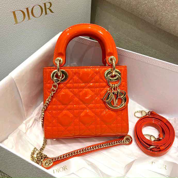 Túi xách Dior lady da bóng siêu cấp 17cm