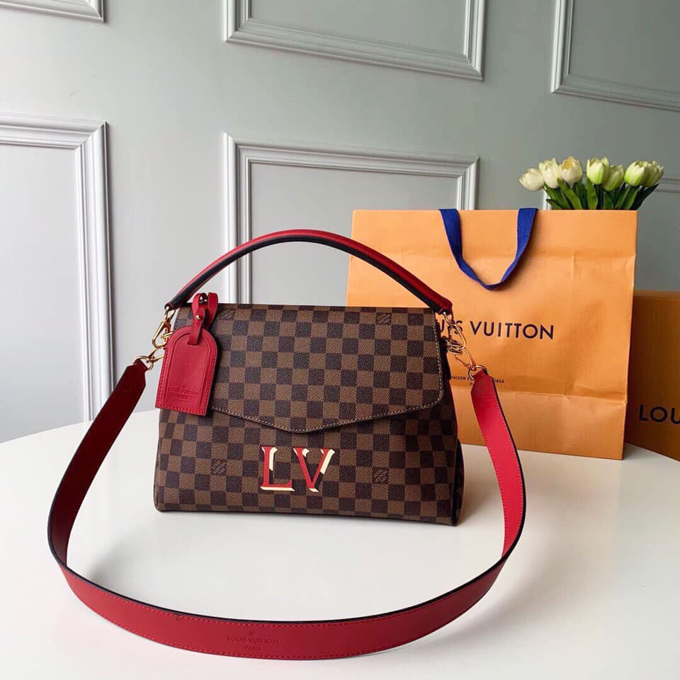 Túi xách cặp ô nâu Louis Vuitton siêu cấp quai bản to