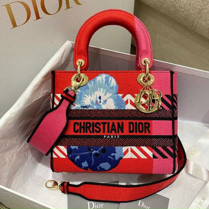 Túi xách Dior lady khóa vàng phối xanh likeauth