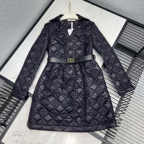 Áo khoác nữ thân dài hiệu Dior thắt đai siêu cấp