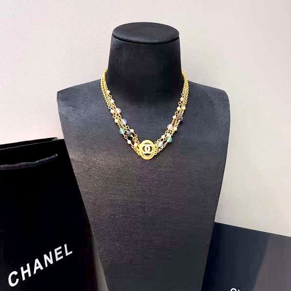 Vòng cổ đính hạt màu sắc Chanel cao cấp