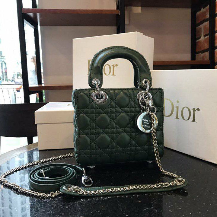 Túi xách Dior 3 ô khóa bạc