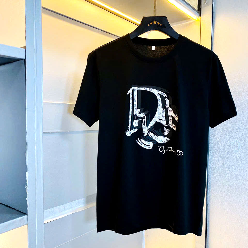 Áo phông nam Dior cổ tròn tay cộc họa tiết cao cấp
