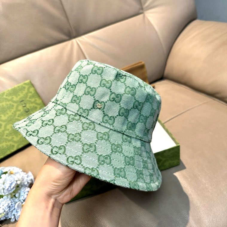 Mũ vành Gucci họa tiết xanh siêu cấp