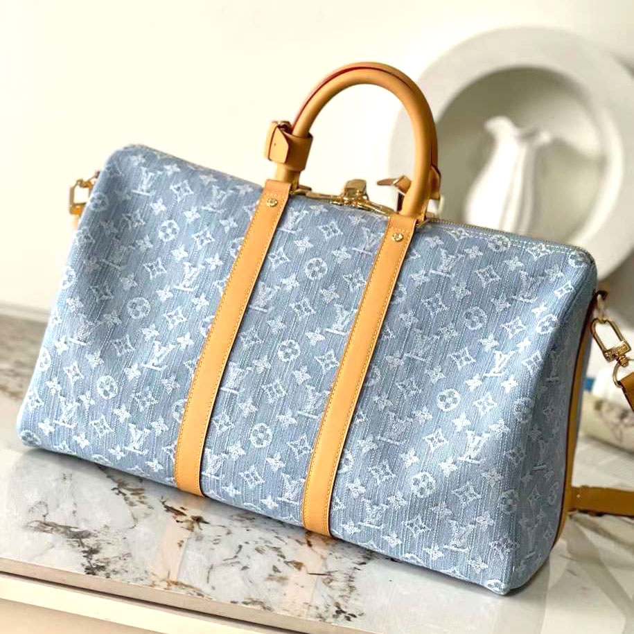 Túi xách trống Louis Vuitton du lịch vải bò phối da cao cấp