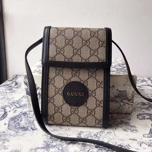 Túi đựng điện  thoại Gucci viền da nâu siêu cấp