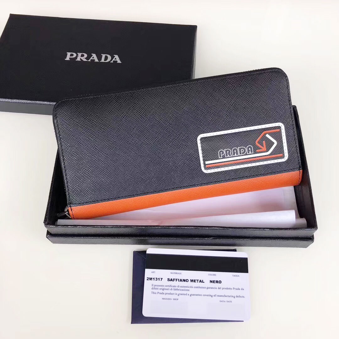 Ví hiệu da xước Prada 2 màu siêu cấp