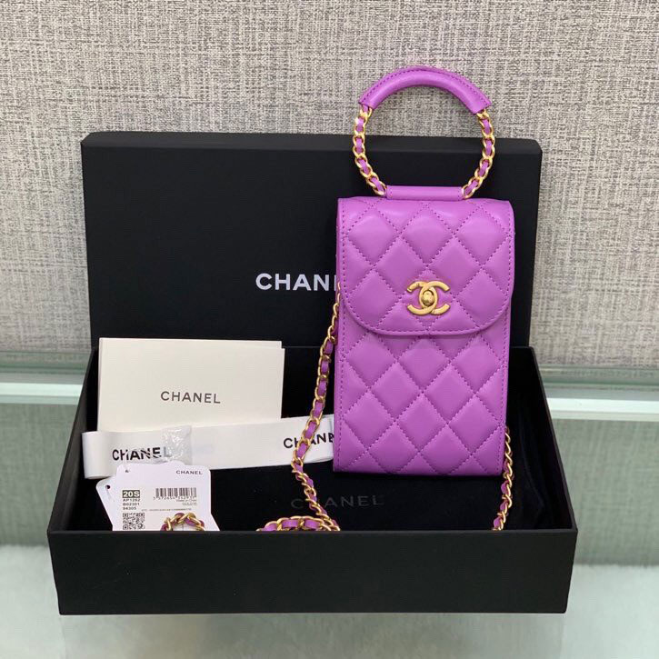 Túi Chanel tím đựng Iphone da mịn siêu cấp